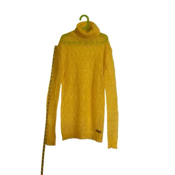 ICEWEAR Turtleneck knitted Wool Mohair long sweater Sz XS Mustard - Picture 2 of 9